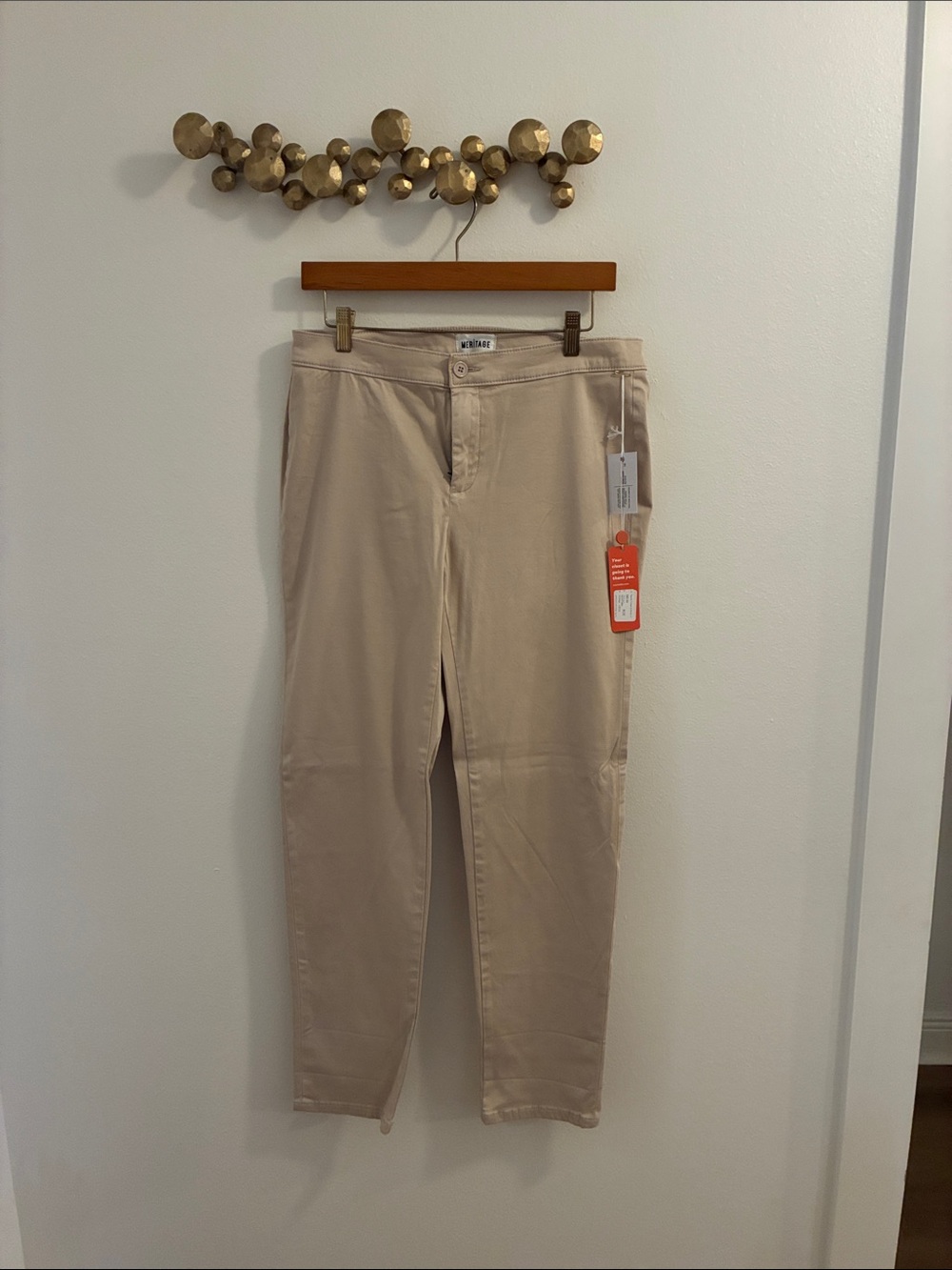 Classic Slim Chino Trousers in Light Beige